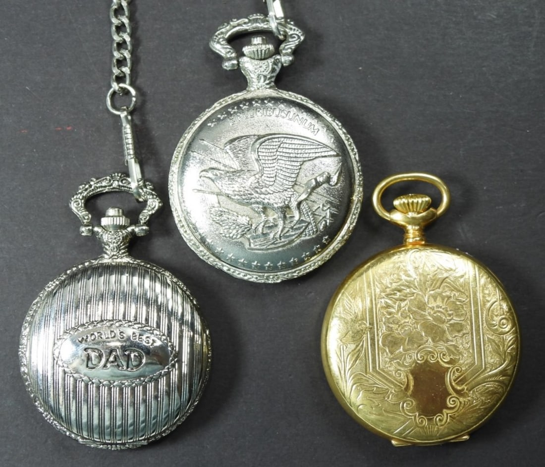 3 QUARTZ VINTAGE POCKET WATCHES (1 of 2)