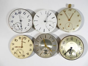 (6) POCKET WATCH MOVEMENTS SIZE 12