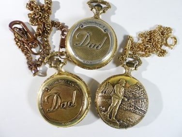 (3) QUARTZ POCKET WATCHES - (2) DAD