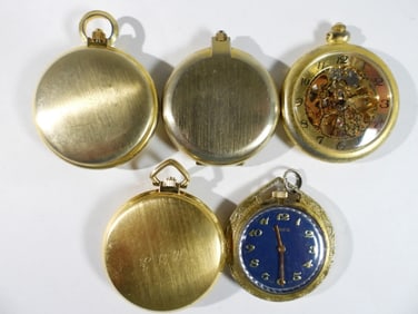 (5) SLIM DRESS POCKET WATCHES