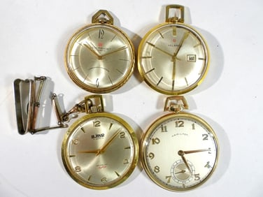 (4) SILM DRESS POCKET WATCHES