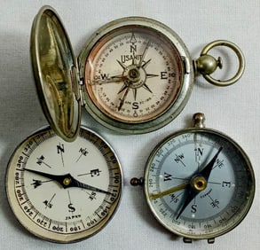 (3) COMPASSES - (1) USANITE MILITARY