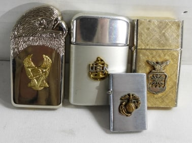 (4) VINTAGE MIXED LOT MILITARY LIGHTERS