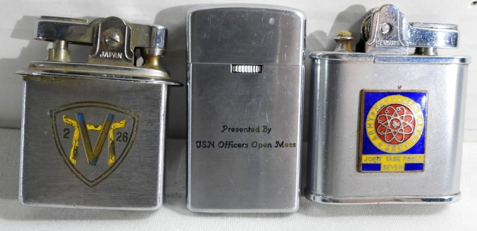 (3) VINTAGE ENGRAVED MAP LIGHTERS (1 of 2)