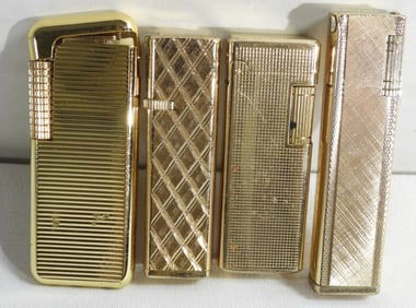 (4) GOLD TONE SLIM LIGHTERS