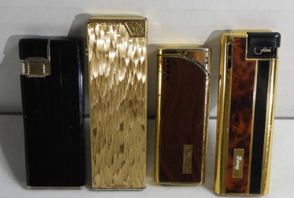 (4) GOLD TONE SLIM LIGHTERS