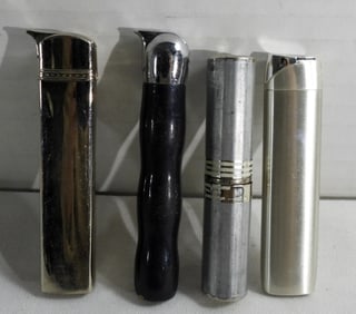 (4) SILVER TONE SLIM LIGHTERS
