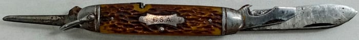 VINTAGE U.S.A. MILITARY / SCOUT KNIFE