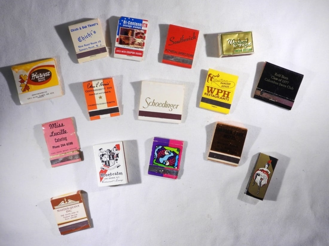 (15) VARIOUS BUSINESS MATCHBOOKS: (15) BUSINESS & OTHER VINTAGE MATCHBOOKS. SOME ARE USED, SOME ARE UNUSED.