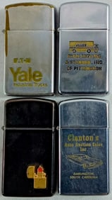 4 FIRED ADVERTISING SLIM ZIPPOS