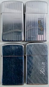 4 FIRED ETCHED SLIM ZIPPOS