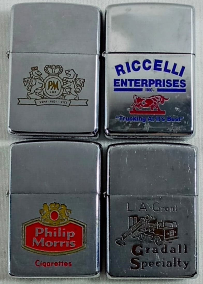 2 UNFIRED, 2 FIRED ADVERTISING ZIPPOS (1 of 4)