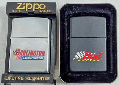 1 UNFIRED, 1 SEALED NASCAR ZIPPOS