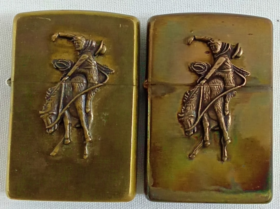 SEALED RIDING BULL MARLBORO ZIPPOS: BOTH FROM 1994 1 FIRED 1 SEALED