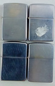 4 FIRED BLANK ZIPPOS