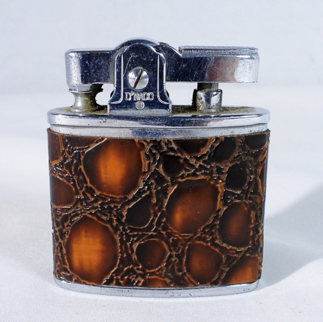 VINTAGE LIFT ARM LIGHTER: UNTESTED FAKE ANIMAL SKIN WRAP