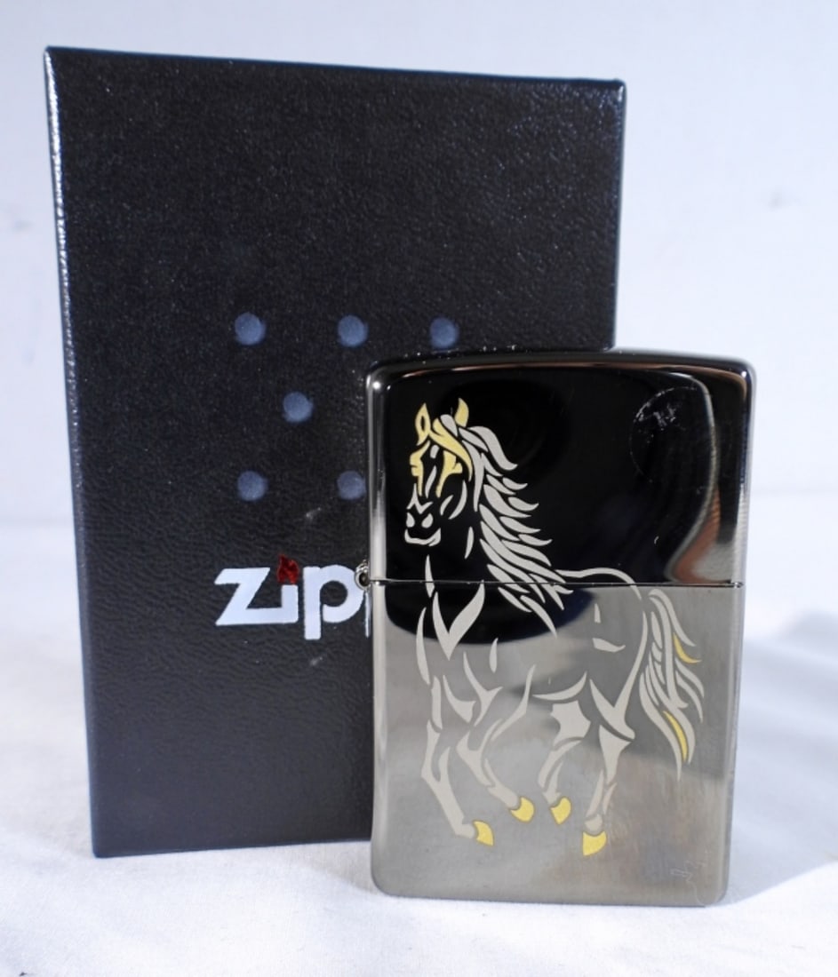 2000 UNFIRED RUNNING HORSE ZIPPO: IN A ZIPPO BOX, 2000, UNFIRED
