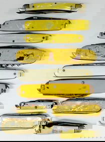 (10) VINTAGE YELLOW HANDLE PIN KNIVES