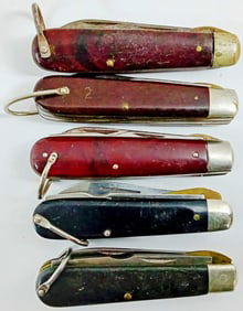 (5) MIXED LOT DOUBLE BLADE FOLDING KNIVES