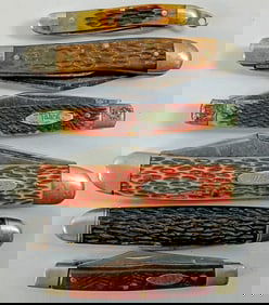 (6) BONE DESIGN FOLDING POCKET KNIVES