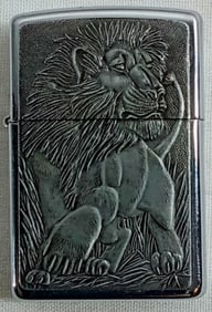 1997 FIRED BARRETT-SMYTHE LION ZIPPO