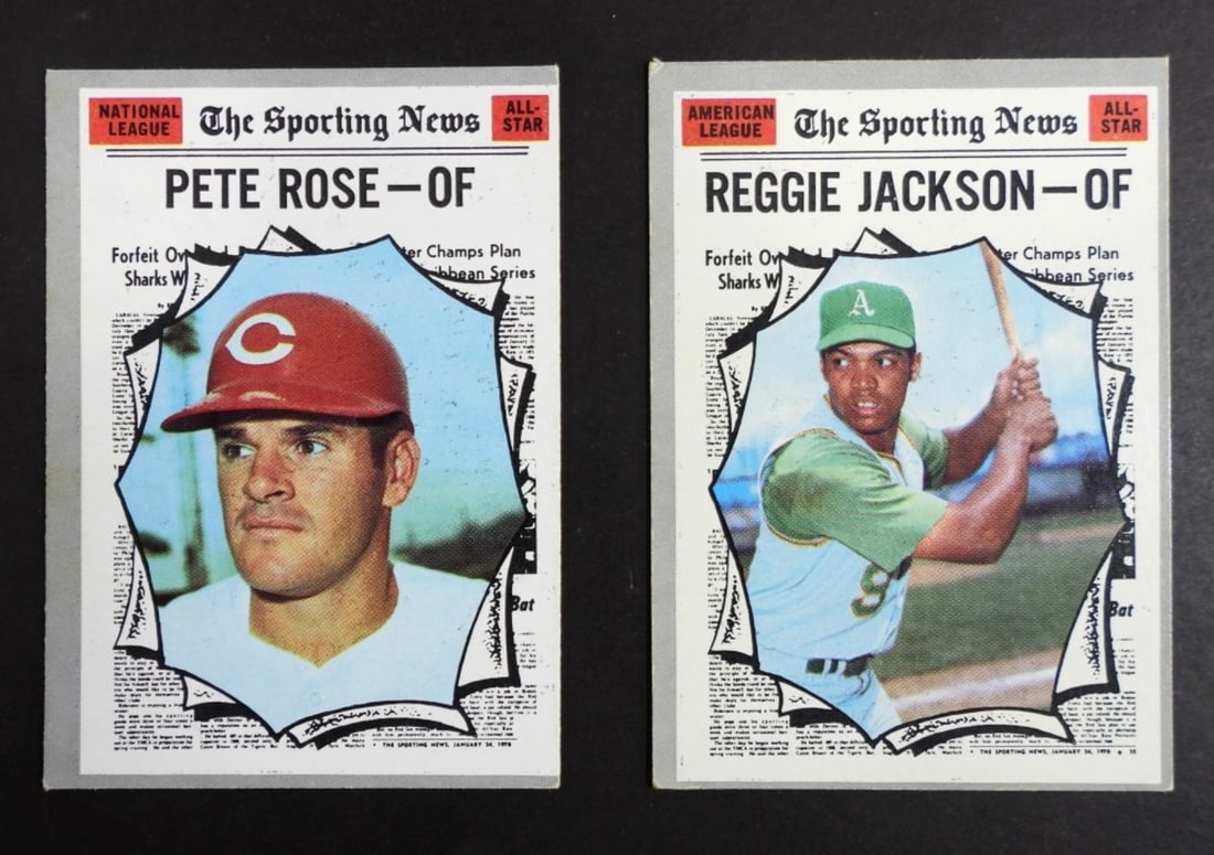 (2) 1970 TOPPS Pete Rose & Reggie Jackson: Both VG or better, TOPPS #458 and 459