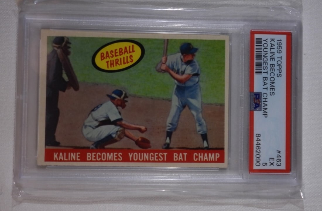 PSA Topps Kaline Becomes Bat Champ: Al Kaline, 1959 Topps Kaline Becomes The Youngest Bat Champ PSA #463 EX 5 84462090
