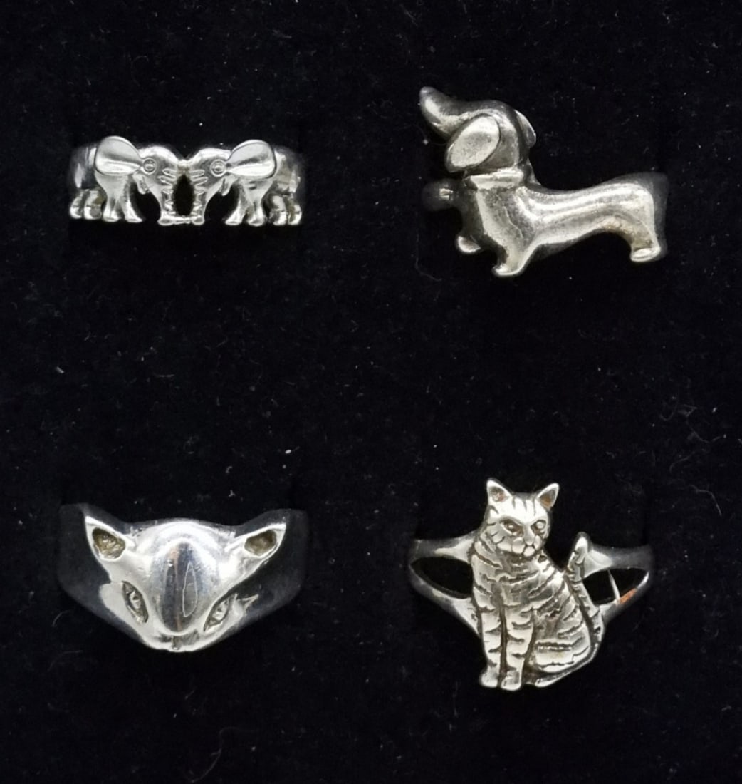 (4) CUTE 925 ANIMAL RINGS (1 of 2)