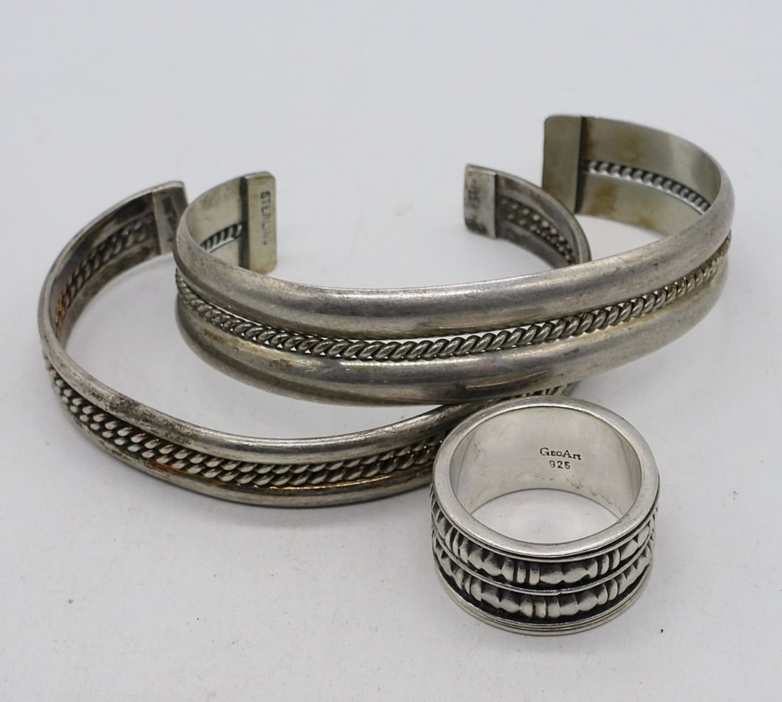 STERLING CUFF BRACELETS & RING (1 of 3)