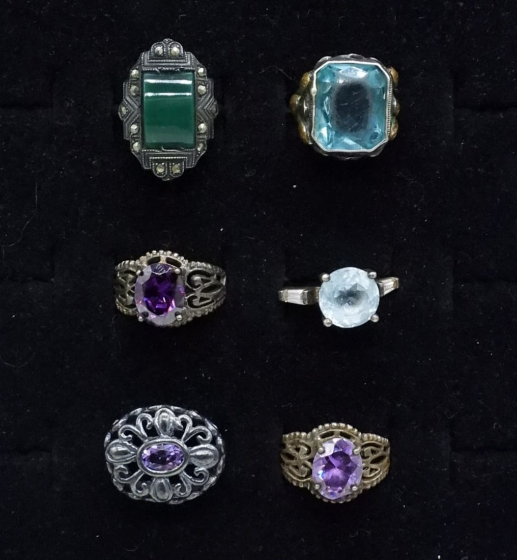 (6) 925 FASHION GEMSTONE RINGS (1 of 2)