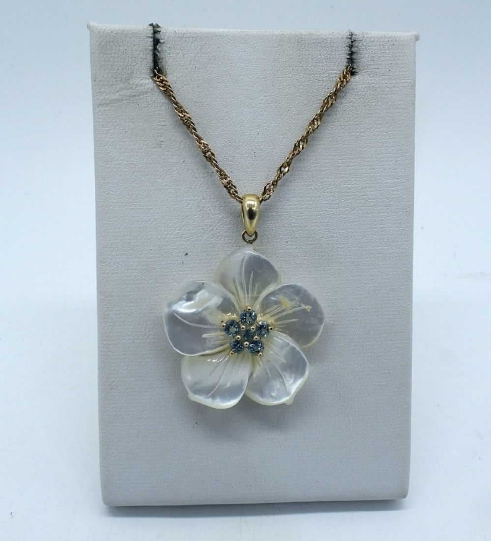 AQUAMARINE 14K / 925 MOTHER OF PEARL (1 of 2)