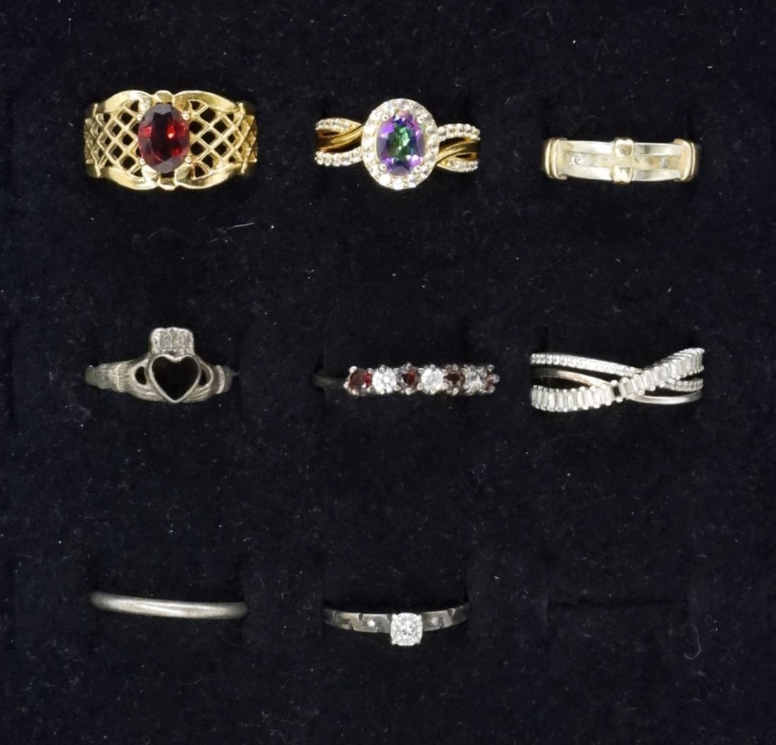 (8) STERLING FASHION GEMSTONE RINGS (1 of 1)