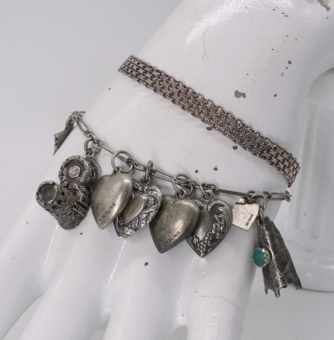 (2) STERLING BRACELETS - 8 CHARMS (1 of 2)