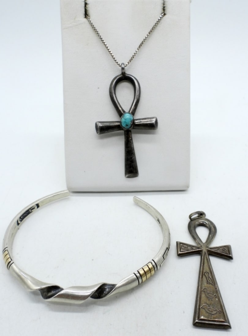 EGYPTIAN ANKH PENDANTS & BRACELET (1 of 6)
