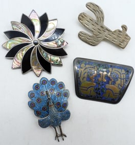 TAXCO & SIAM STERLING BROOCHES