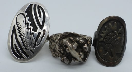 (3) STERLING VINTAGE RINGS