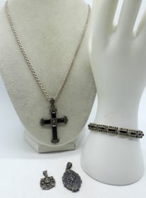 BLACK ONYX & MARCASITE 925 JEWELRY