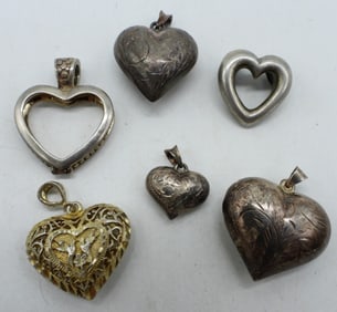 (7) STERLING HEART PENDANTS