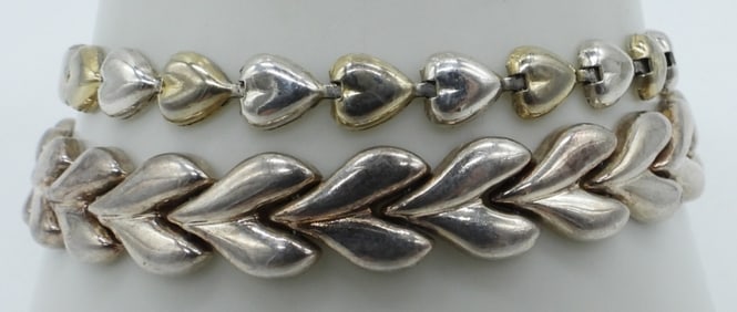 (2) STERLING HEART BRACELETS