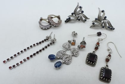 (5) FANCY STERLING PIERCED EARRINGS