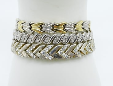 (3) STERLING GOLD TONE BRACELETS