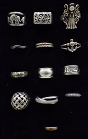 (13) STERLING FASHION RINGS / BANDS