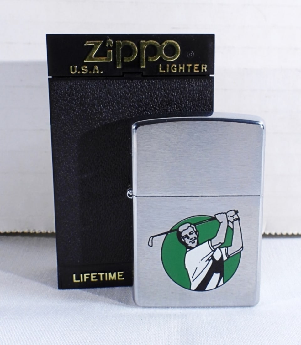 1996 Sealed Zippo Golfer: In a box, sealed