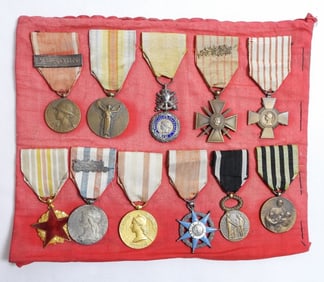 11 Antique French Military Medals/Pins
