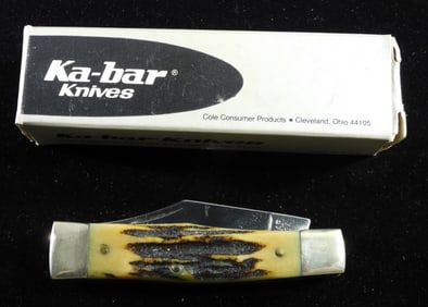 Ka-Bar 1191 USA Stag Handle Pocket Knife