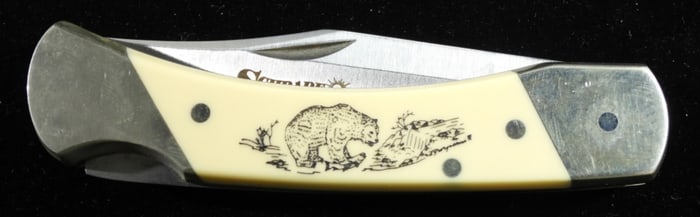 Schrade+ USA Scrimshaw Lockback Knife