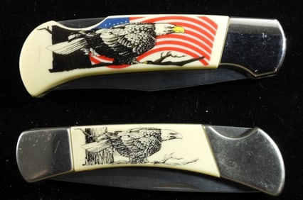 (2) Sabre Knives Wildlife Scene 90s