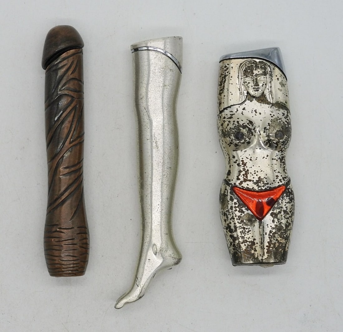 3 Novelty Adult Lighters: Three adult novelty lighters. 3-4" long.