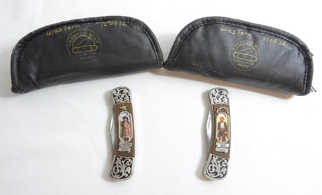 (2) Franklin Mint Collector Knives, Annie & Jesse