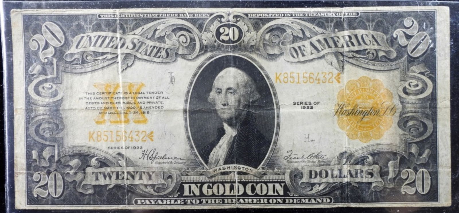 1922 Series $20 Gold Certificate (1 of 2)